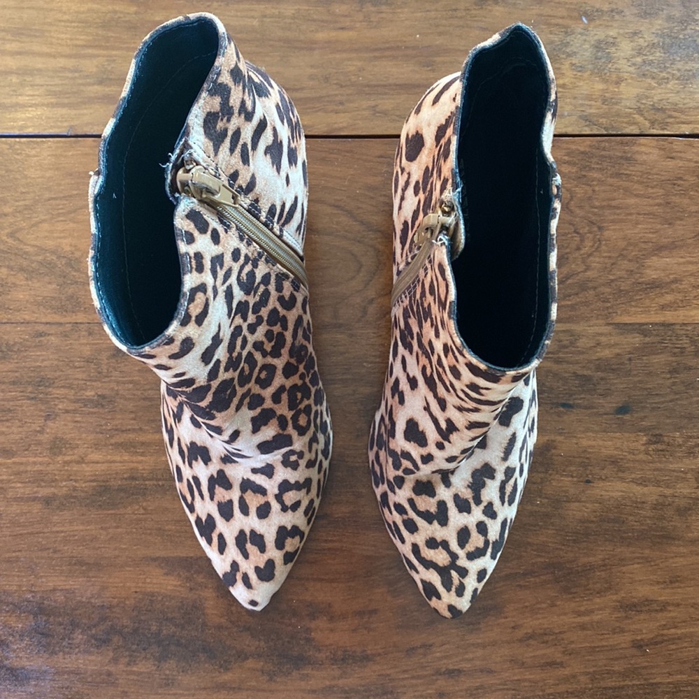 Express Leopard Print Thin Heeled Booties - 7 - image 3